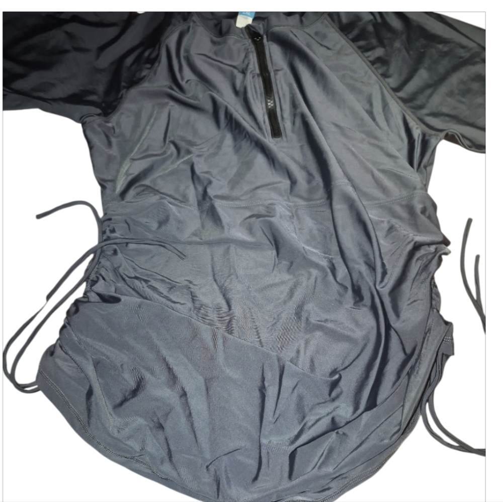 Halcurt Dark Grey Blue Mid Zipper Shirt 2XL